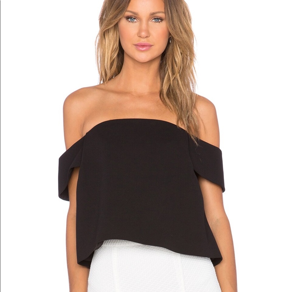 Off the shoulder black top by C/MEO collective